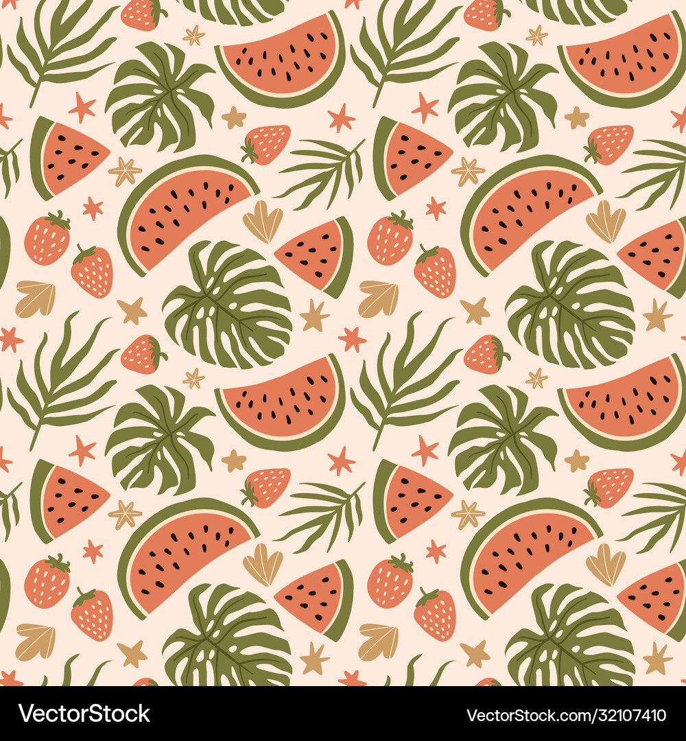 Seamless summer pattern with watermelon Royalty Free Vector