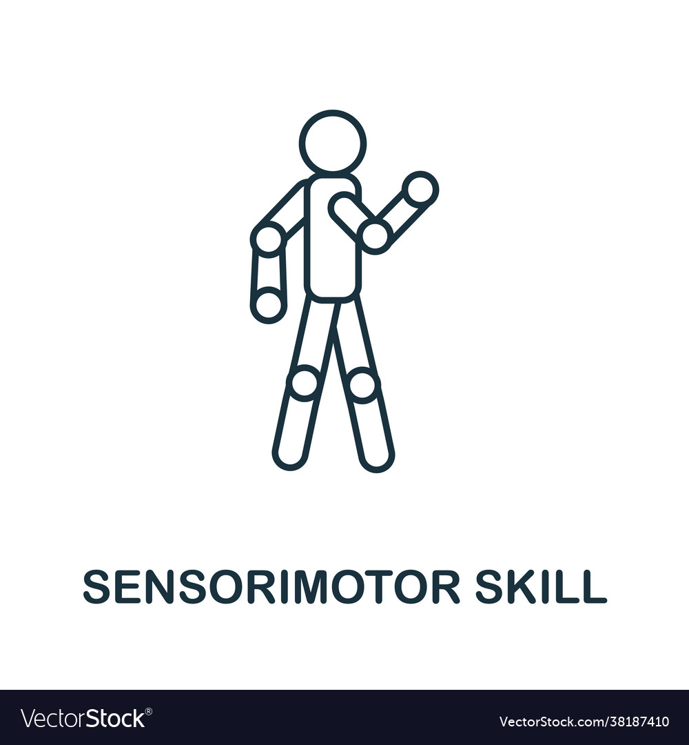 Sensorimotor skill line icon creative outline
