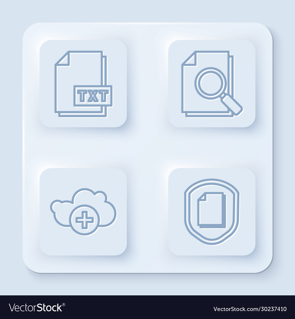 Set line txt file document with search vector image Set line txt file document with search