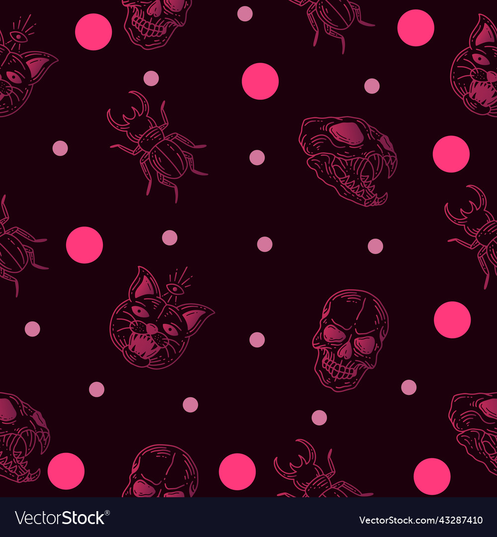 Set seamless pattern pink mystical celestial vector image Set seamless pattern pink mystical celestial