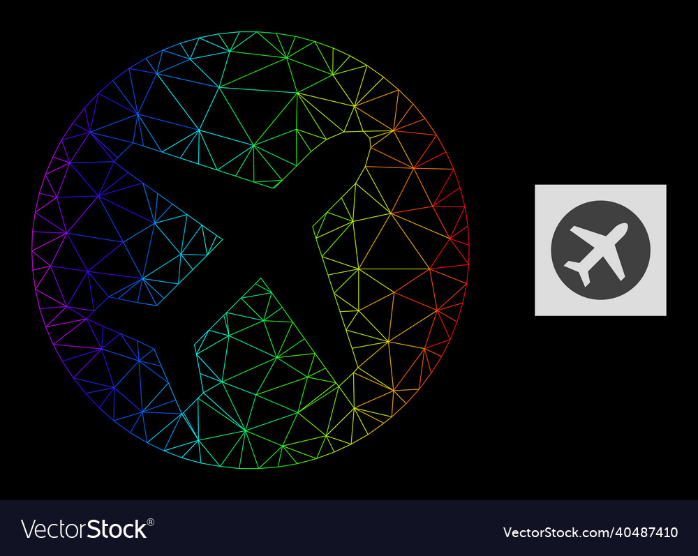 Spectrum gradient polygonal net airport icon vector image Spectrum gradient polygonal net airport icon