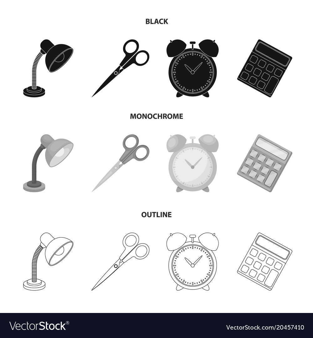 Table lamp scissors alarm clock calculator