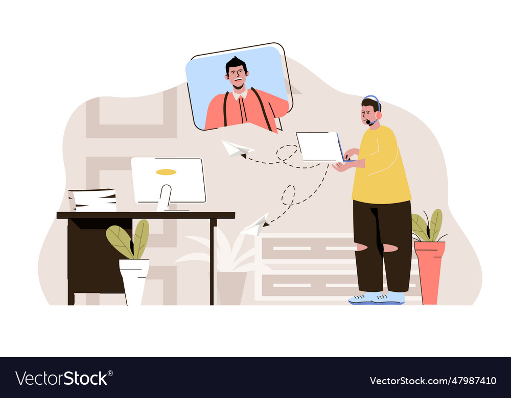 Tech support concept operator call center vector image Tech support concept operator call center