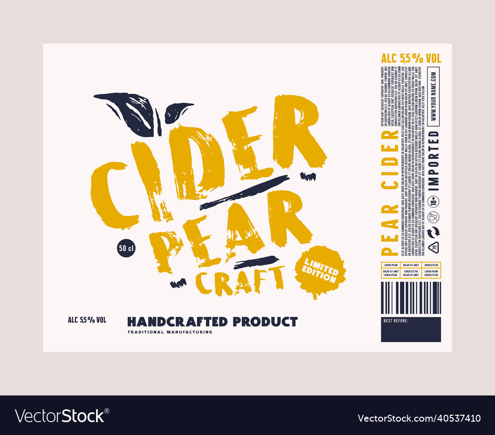 Template decorative label for pear cider Vector Image