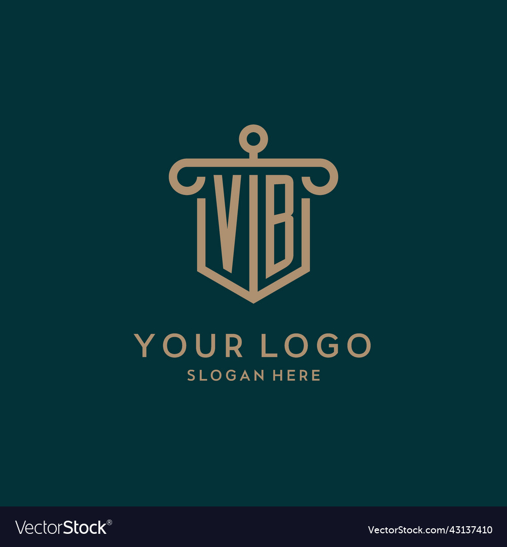 Vb monogram initial logo design with shield