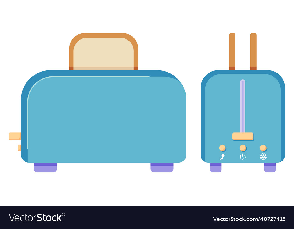 A toaster with slices of bread in two projections Vector Image A toaster with slices of bread in two projections