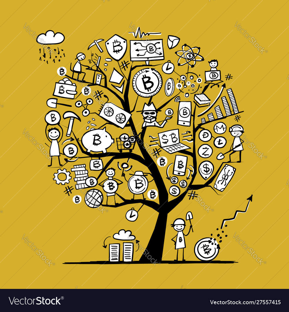Bitcoin cryptocurrency and blockchain technology vector image Bitcoin cryptocurrency and blockchain technology