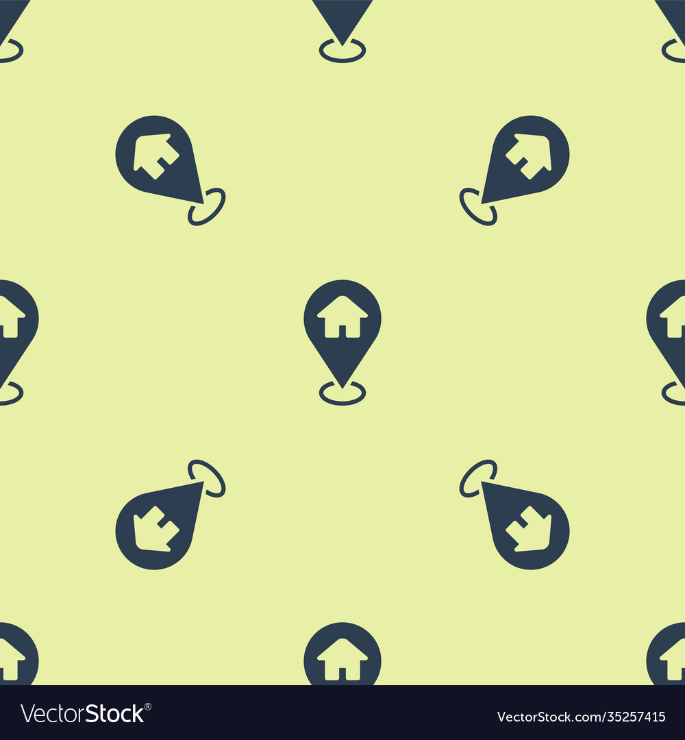 Blue map pointer with house icon isolated seamless vector image Blue map pointer with house icon isolated seamless