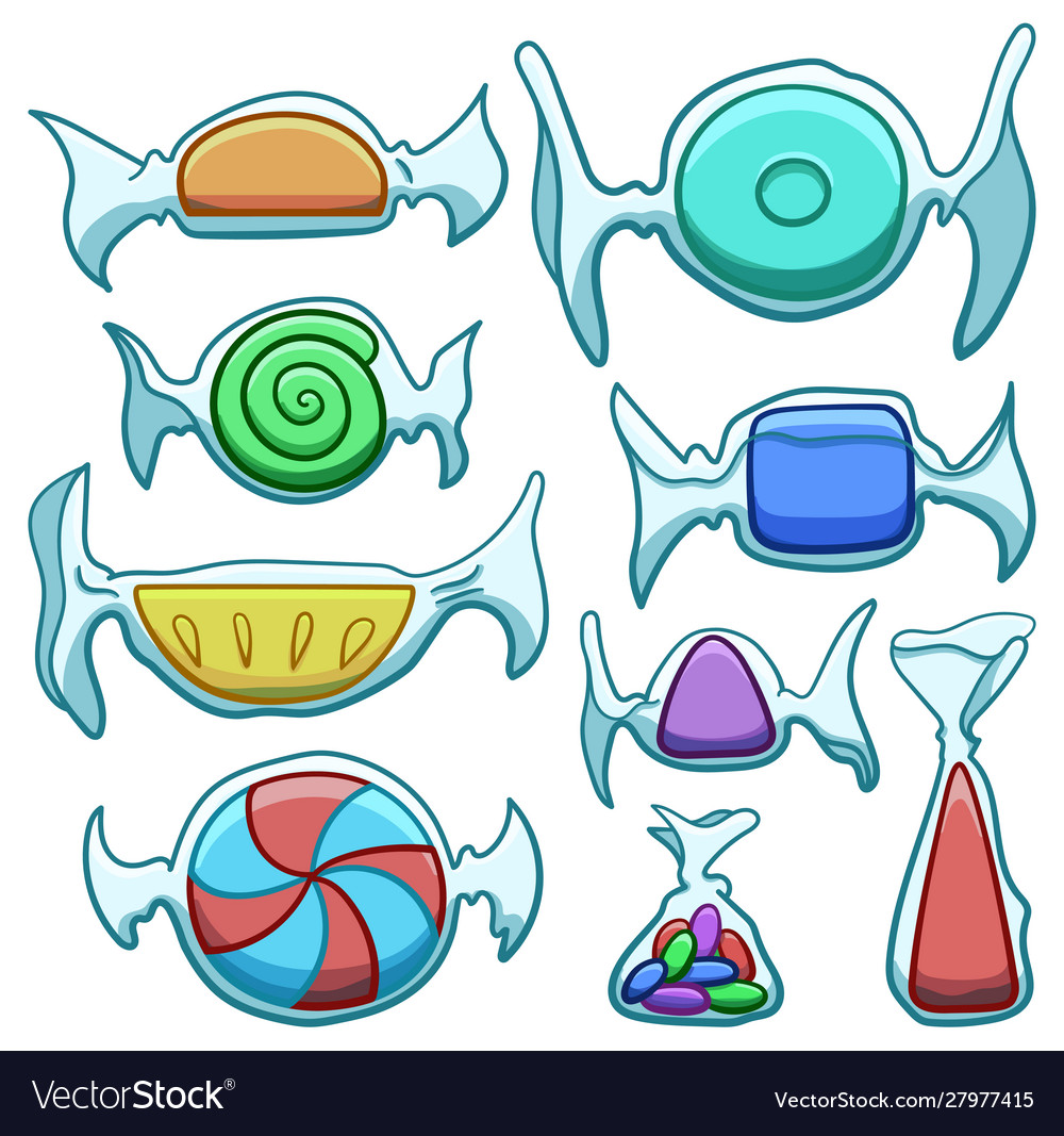 Candies in transparent wrapper set
