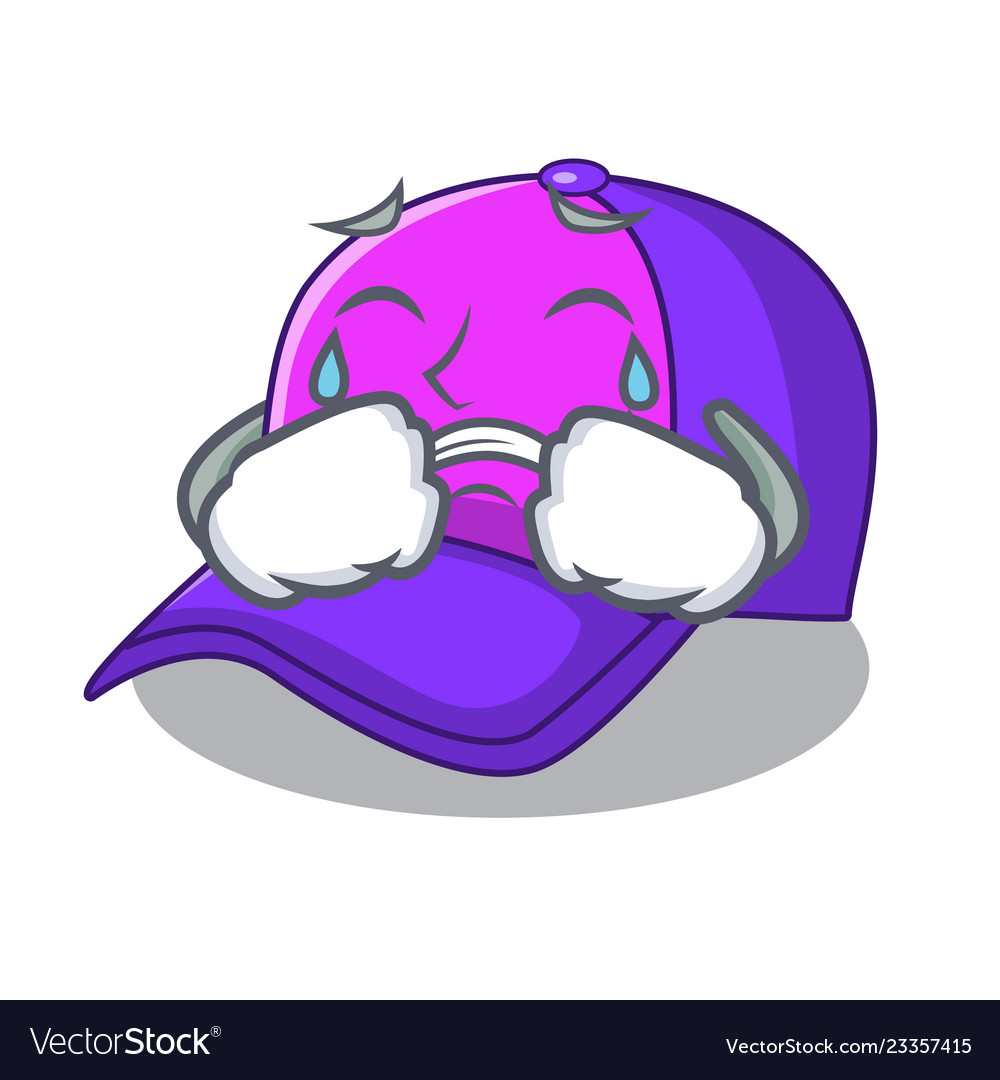 Crying cap character in the shape funny