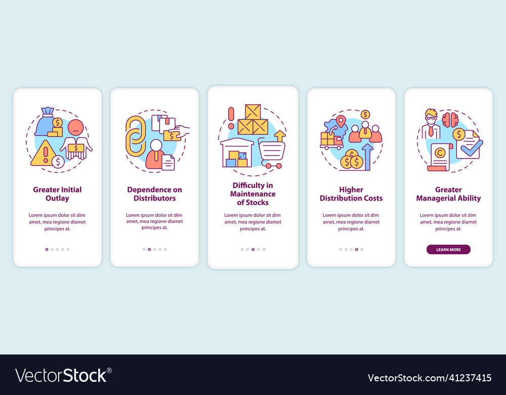 Export business struggles onboarding mobile app Vector Image