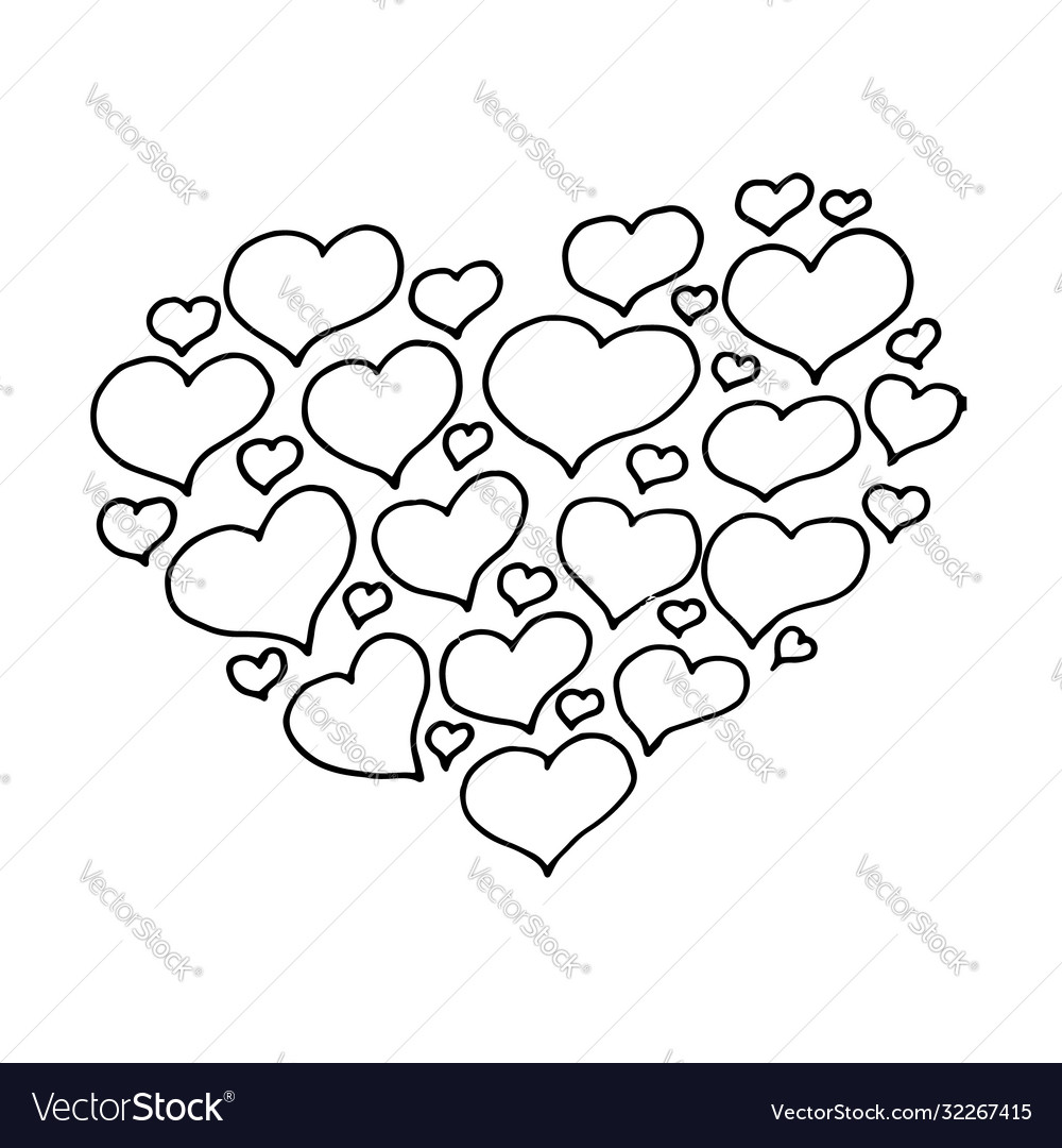 Hand drawn calligraphy heart isolated on white Vector Image