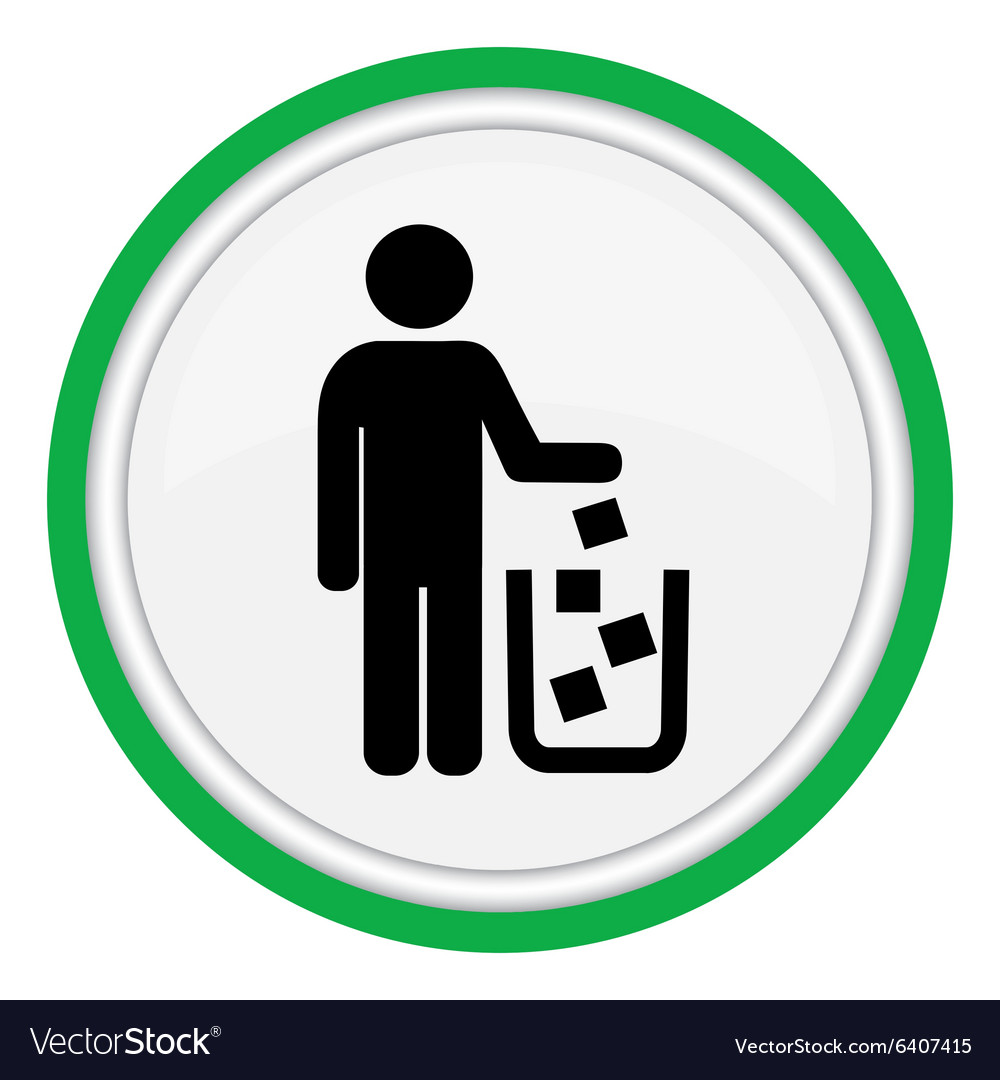 Icon man throws garbage in the cart Royalty Free Vector