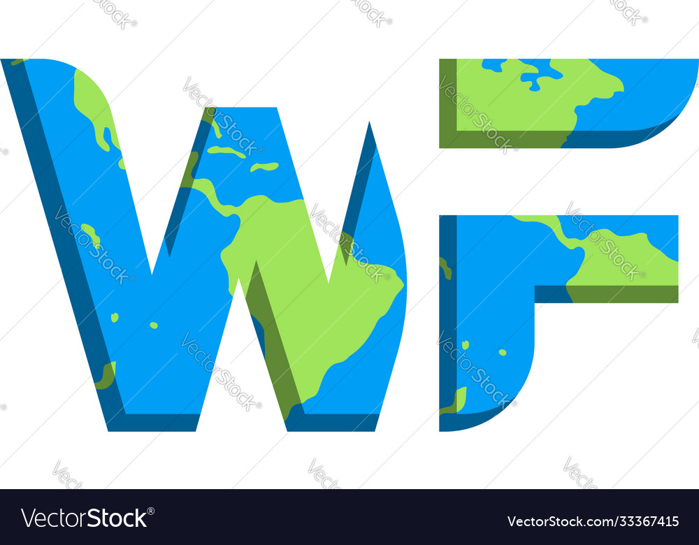Initial wf logo design with world map style