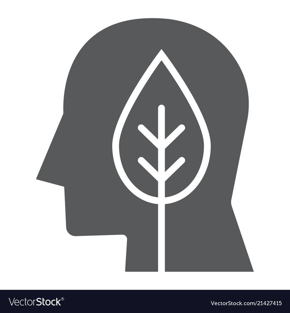 Leaves in head glyph icon ecology and energy