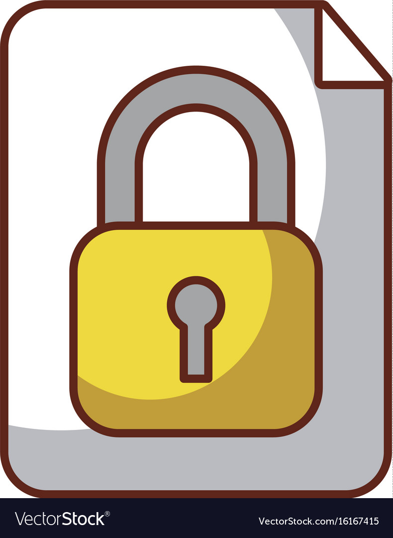 Paper with safe secure padlock icon