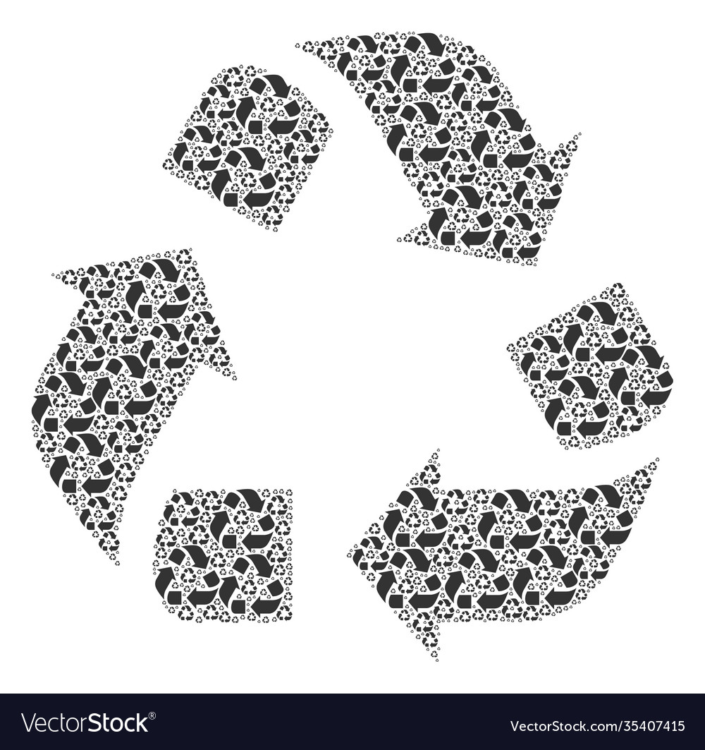 Recycle recursion mosaic itself icons Vector Image Recycle recursion mosaic itself icons