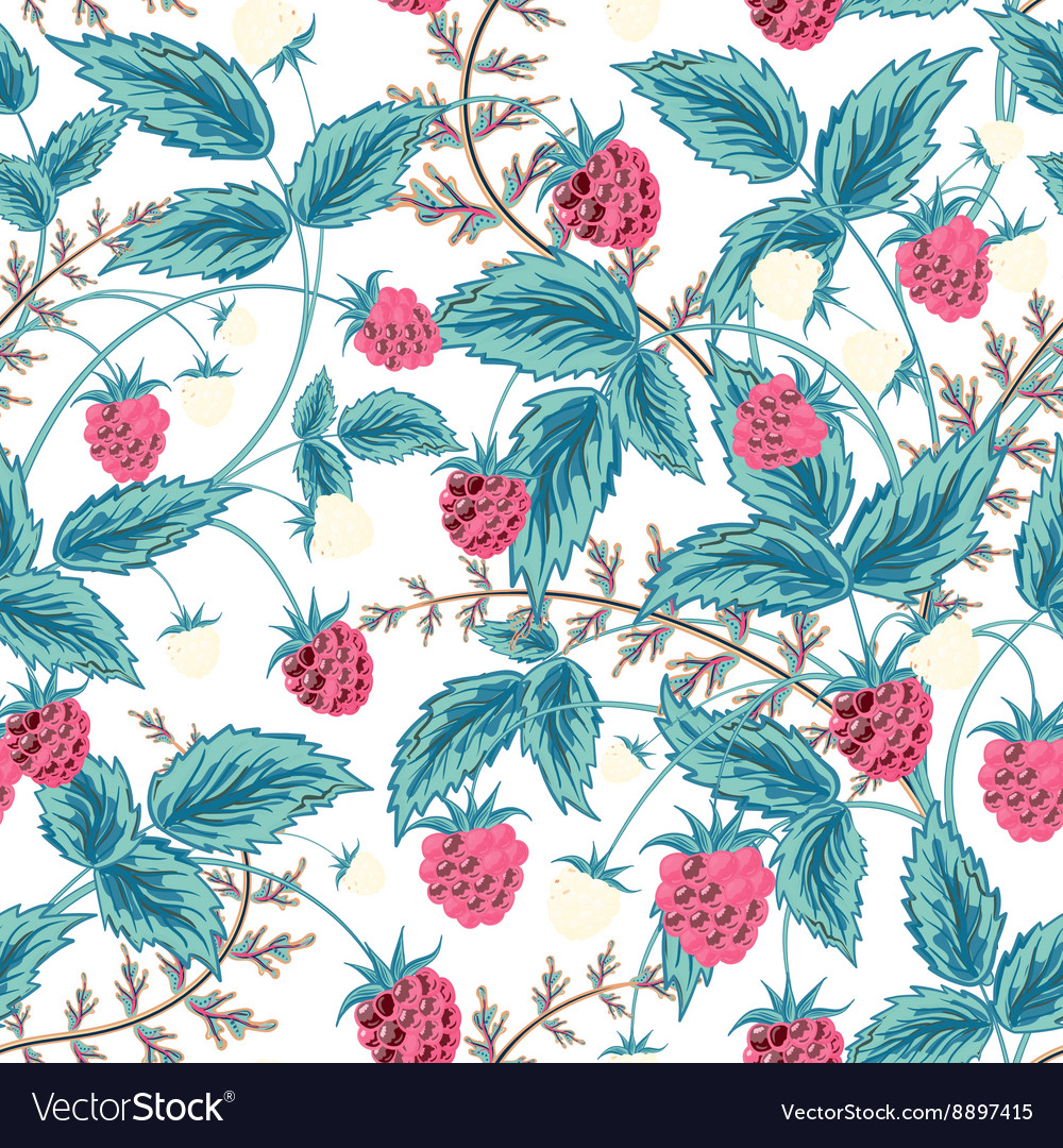 Seamless raspberry pattern cute hand drawing