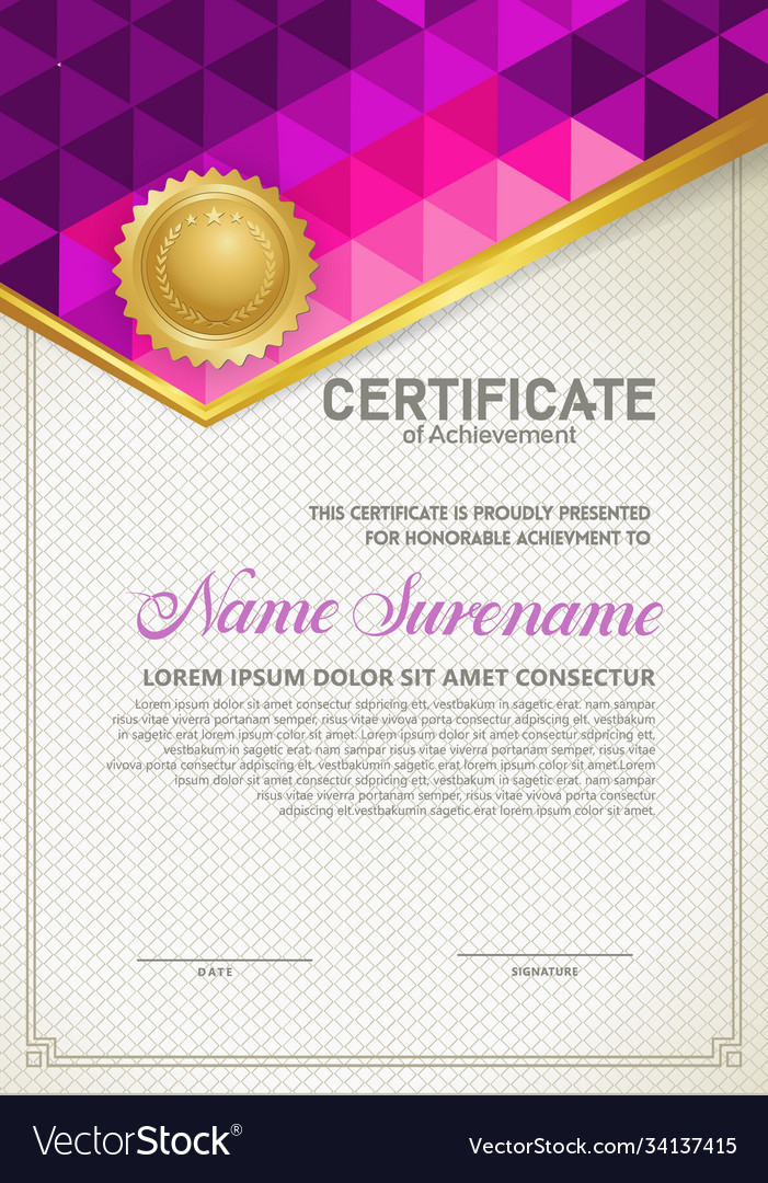 Vertical certificate template with triangle