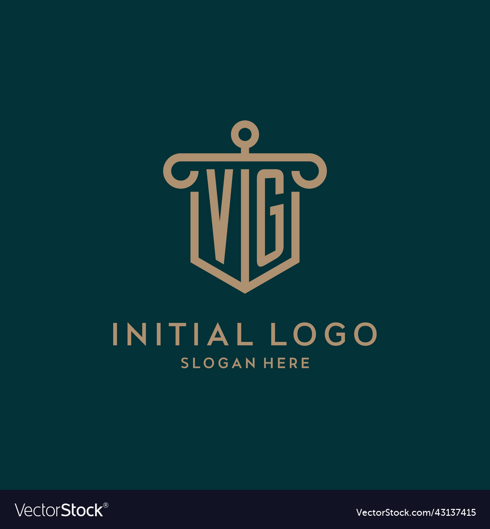 Vg monogram initial logo design with shield Vector Image Vg monogram initial logo design with shield