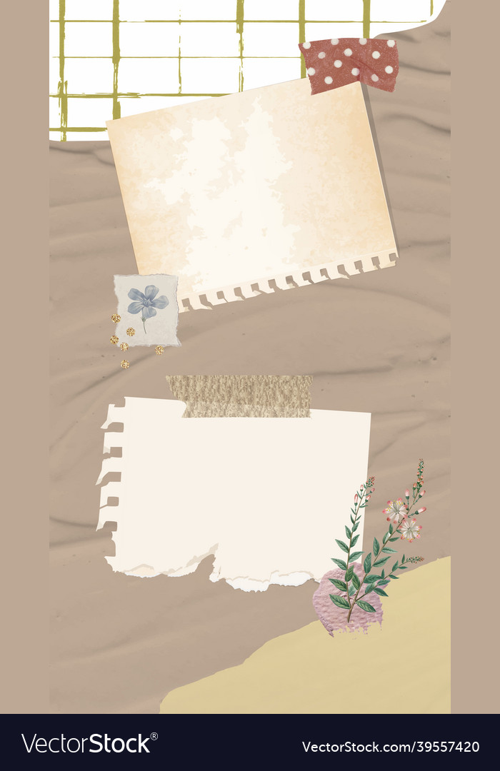 Aesthetic paper notes background wallpaper Vector Image