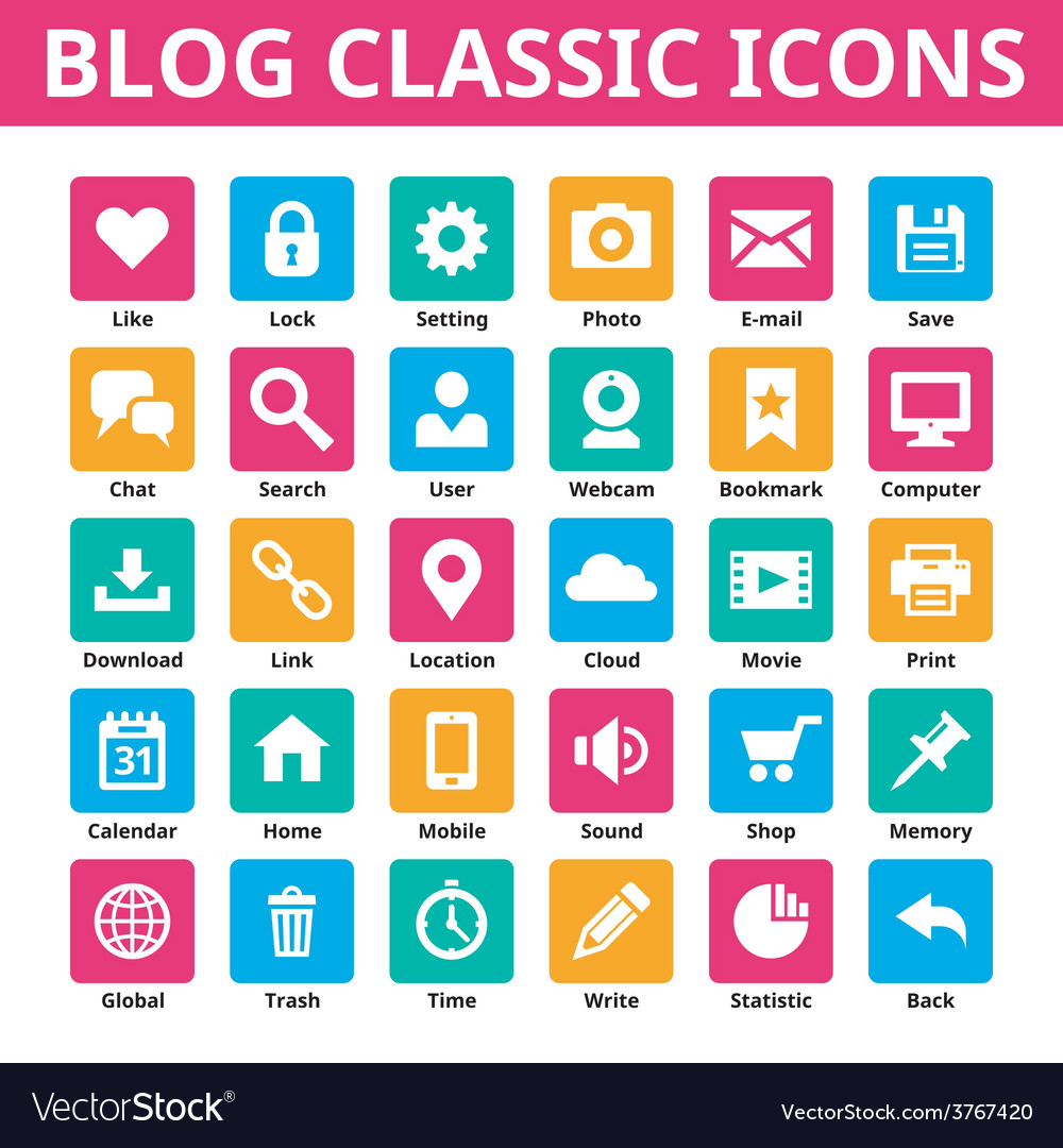 Blog classic icons set