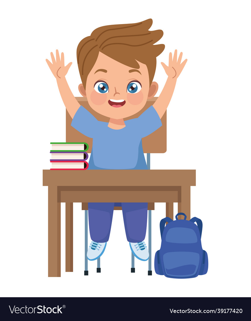 Boy in school desk Royalty Free Vector Image - VectorStock