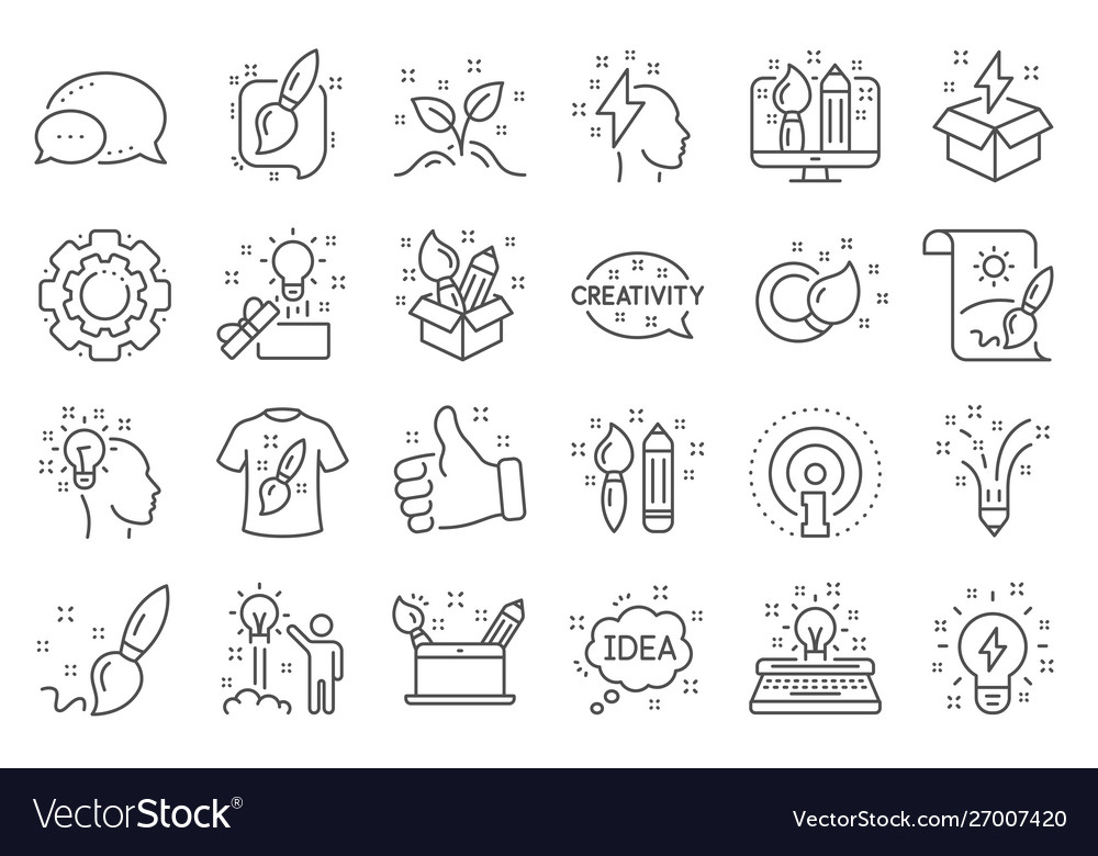 Creativity line icons set design idea