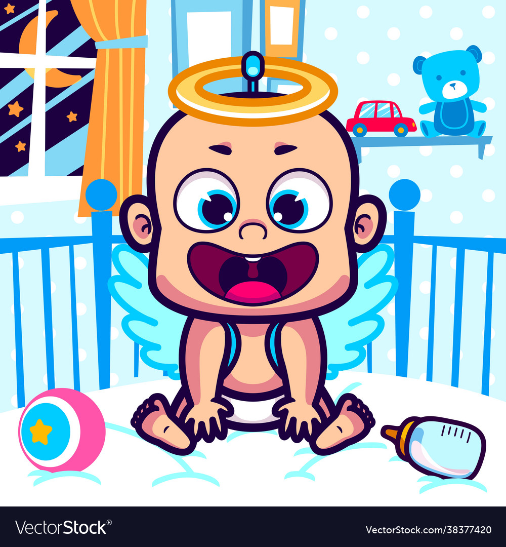 Cute baby in angel costume cartoon