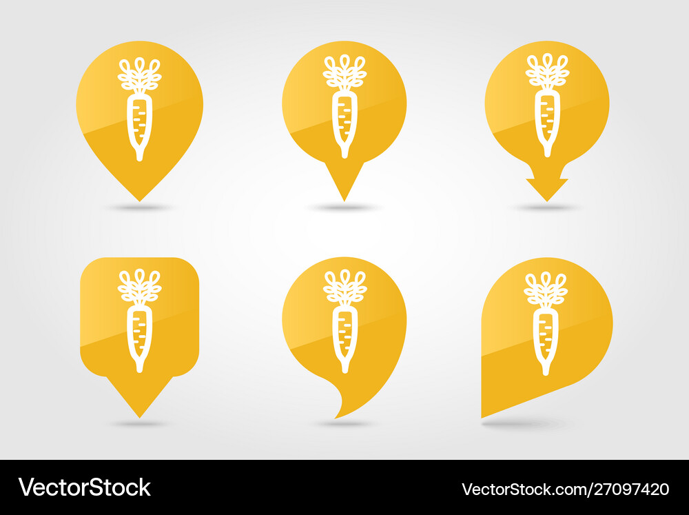 Daikon flat pin map icon vegetable root Royalty Free Vector