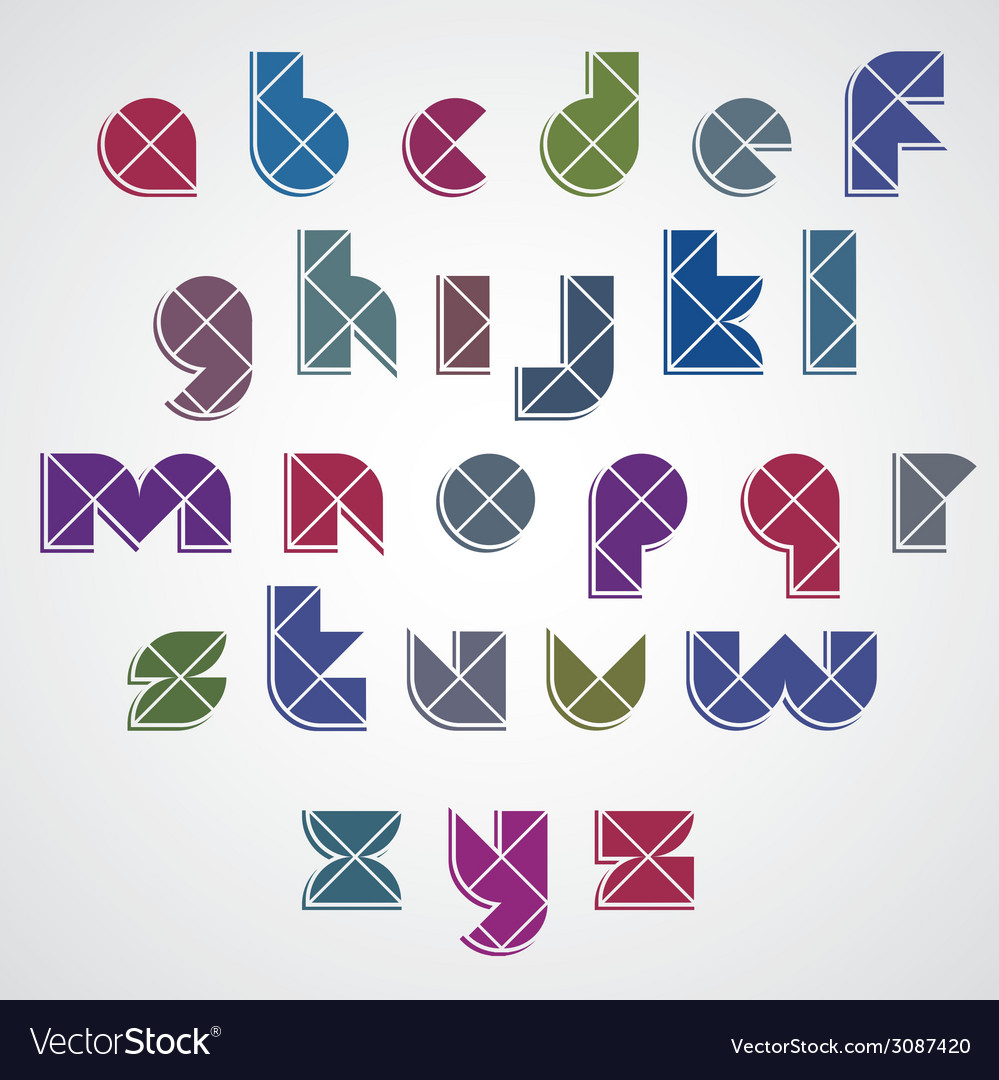 Digital style simple geometric font made