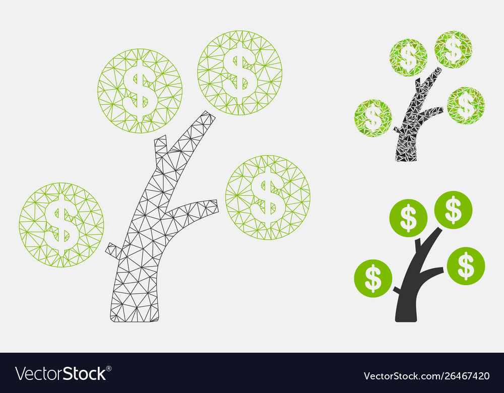 Money tree mesh 2d model and triangle vector image Money tree mesh 2d model and triangle