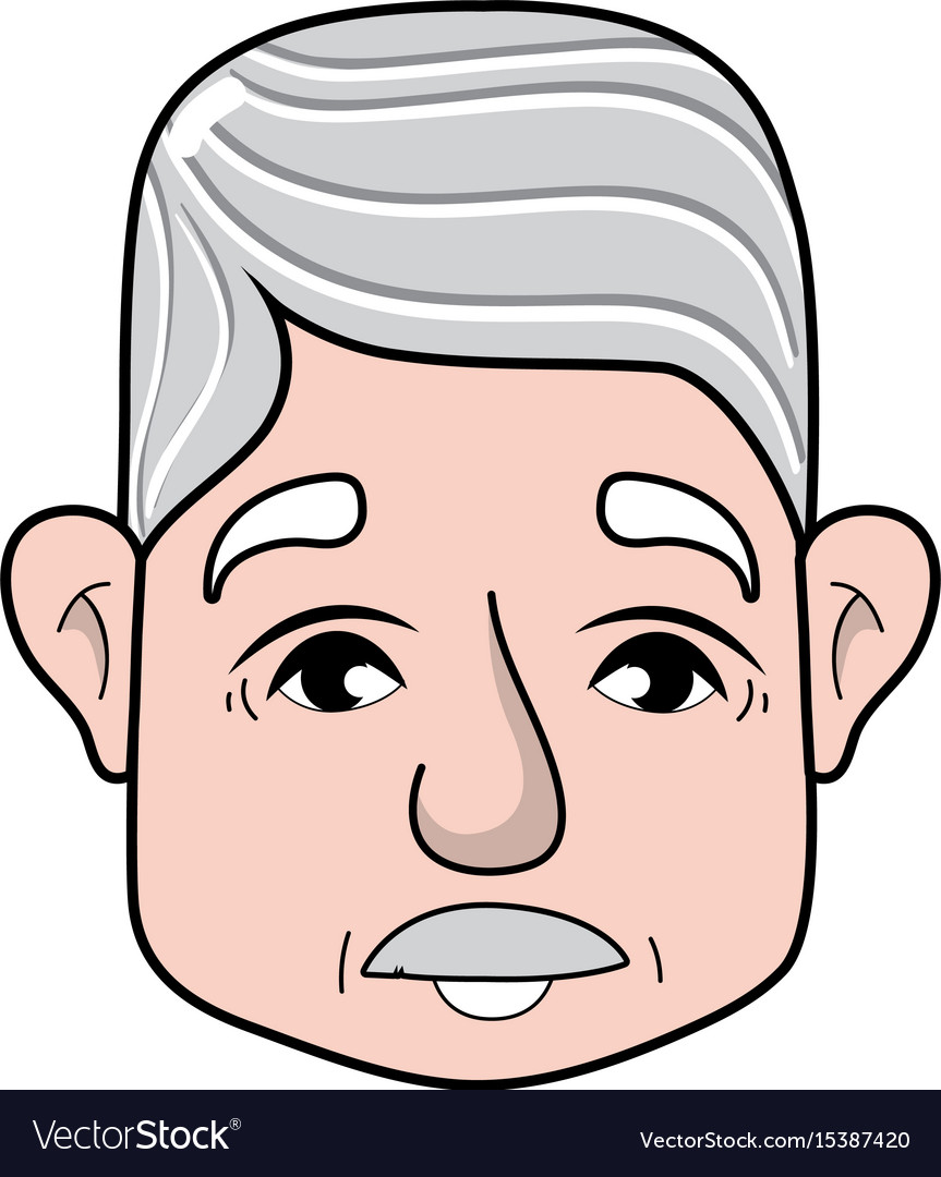 Old man face with moustache and hairstyle Vector Image