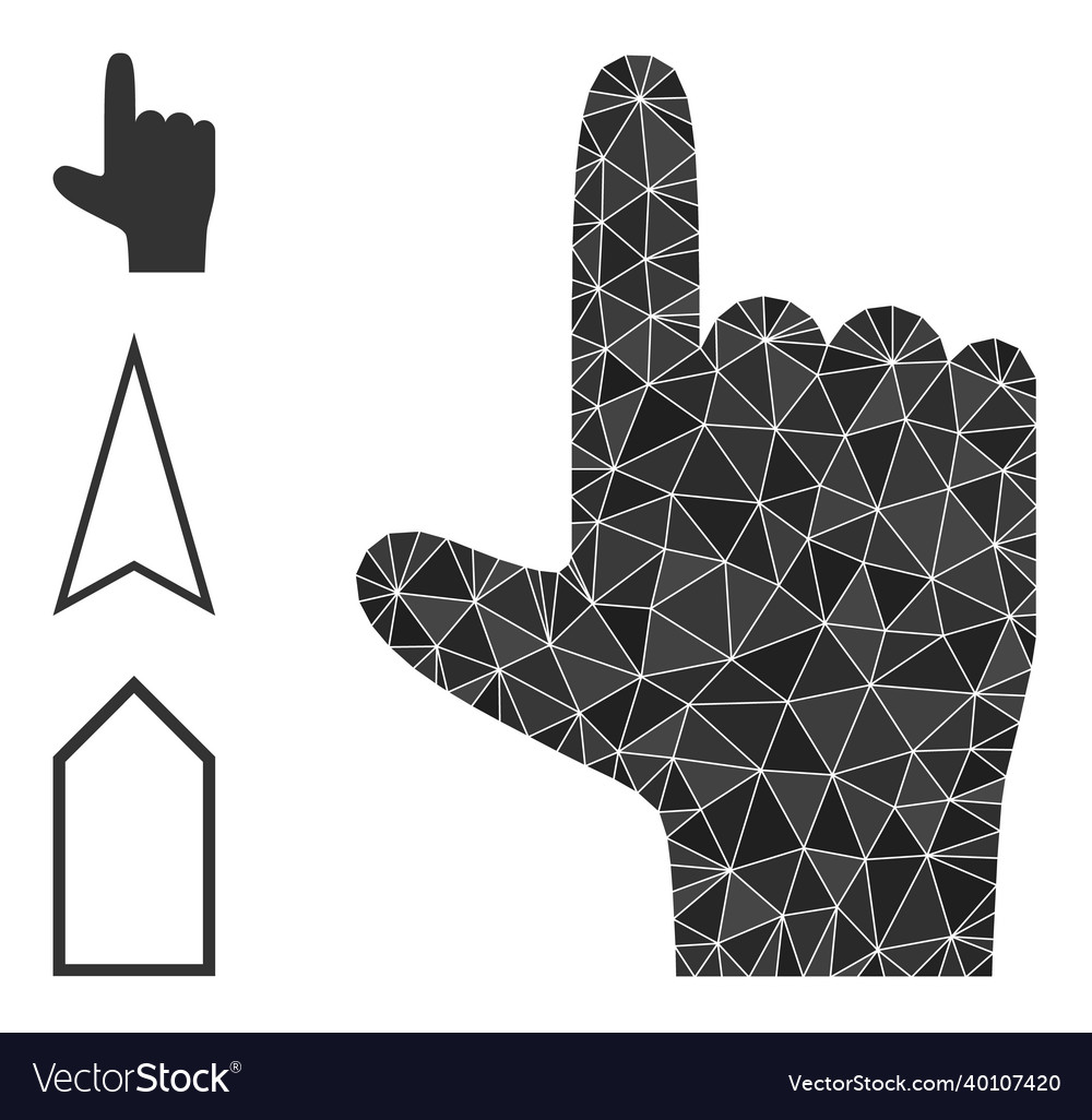 Polygonal hand pointer up icon with other vector image Polygonal hand pointer up icon with other
