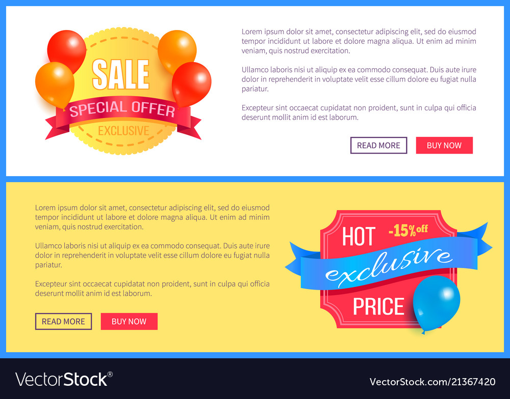 Sale exclusive special offer promo labels balloons