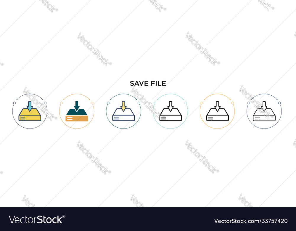 Save file icon in filled thin line outline