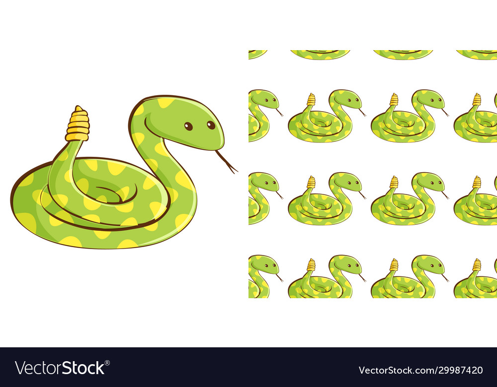 Seamless background design with green snake Vector Image