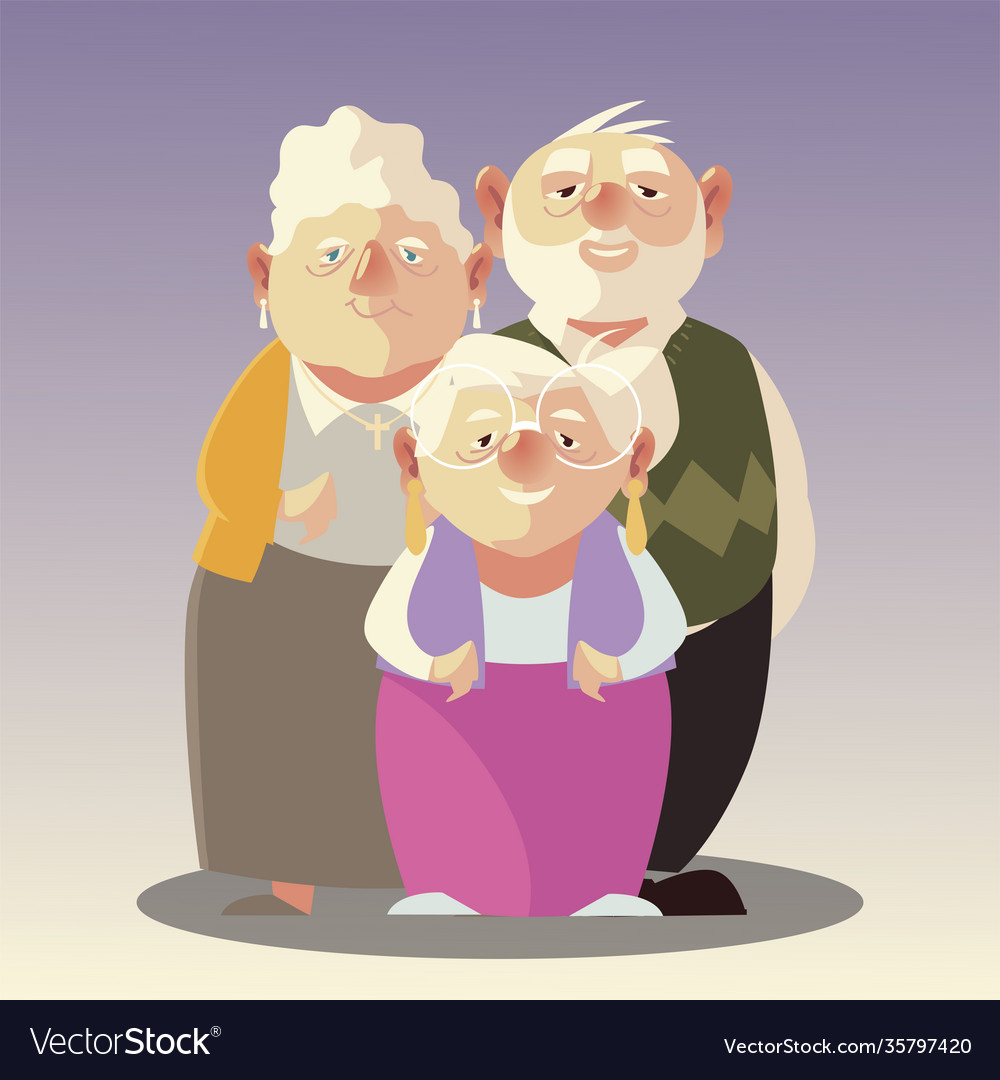 Senior people two elderly women and old man