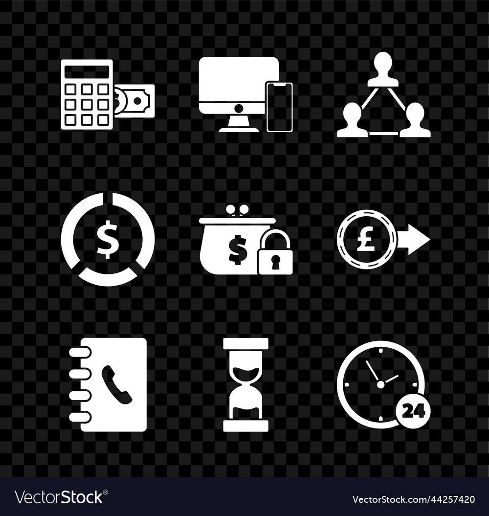 Set calculator with dollar symbol computer vector image Set calculator with dollar symbol computer