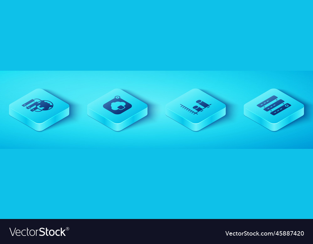 Set isometric network cloud connection vector image Set isometric network cloud connection