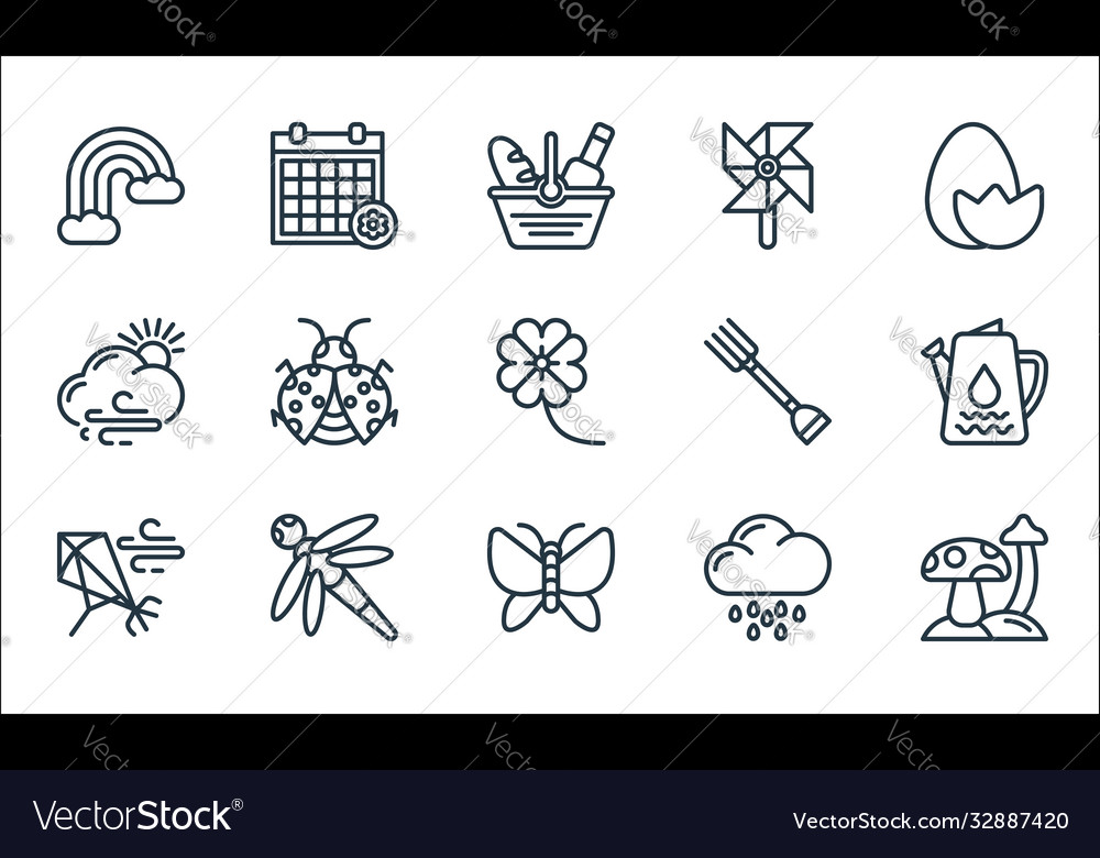 Spring line icons linear set quality