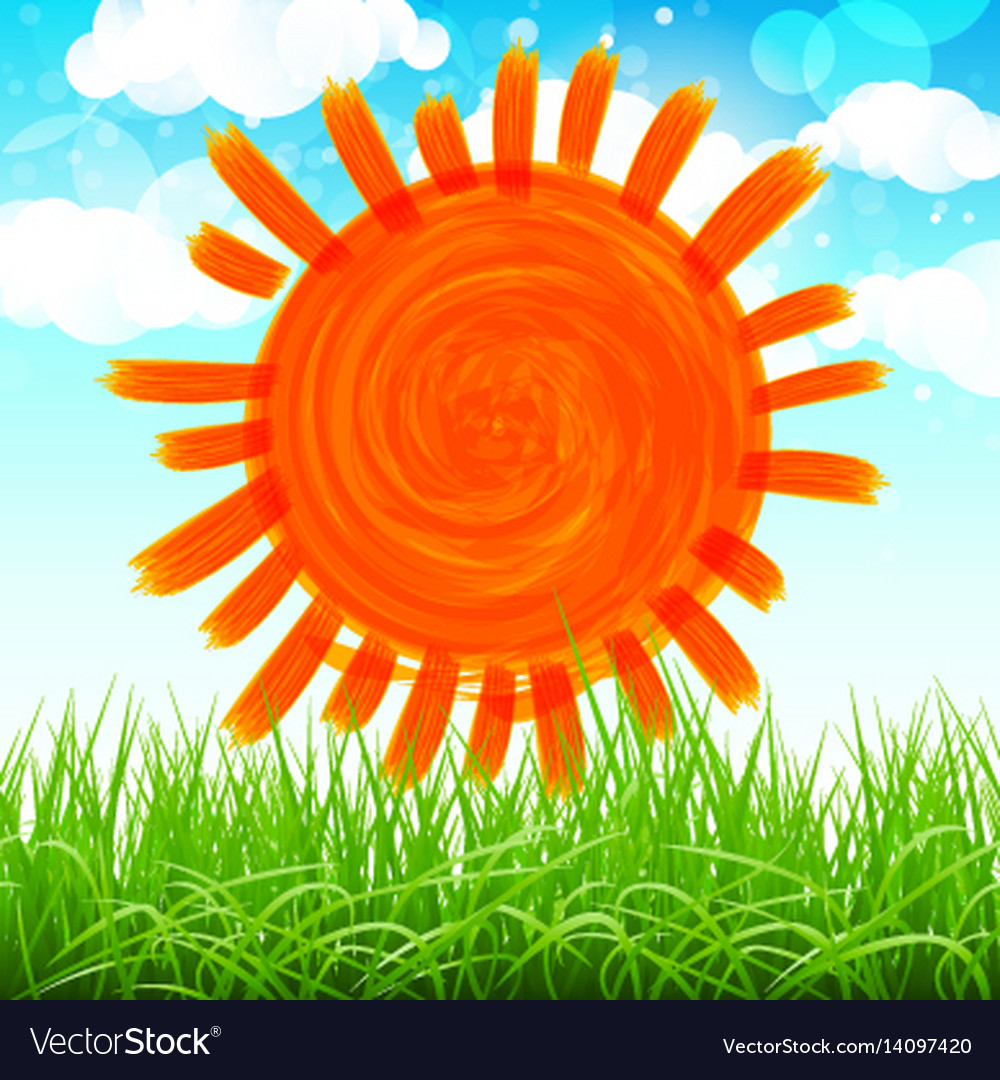 Summer background with sun grass flower