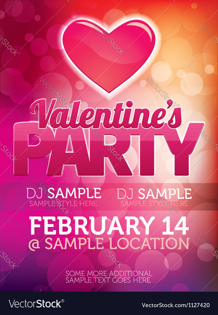 Valentines day party poster Royalty Free Vector Image