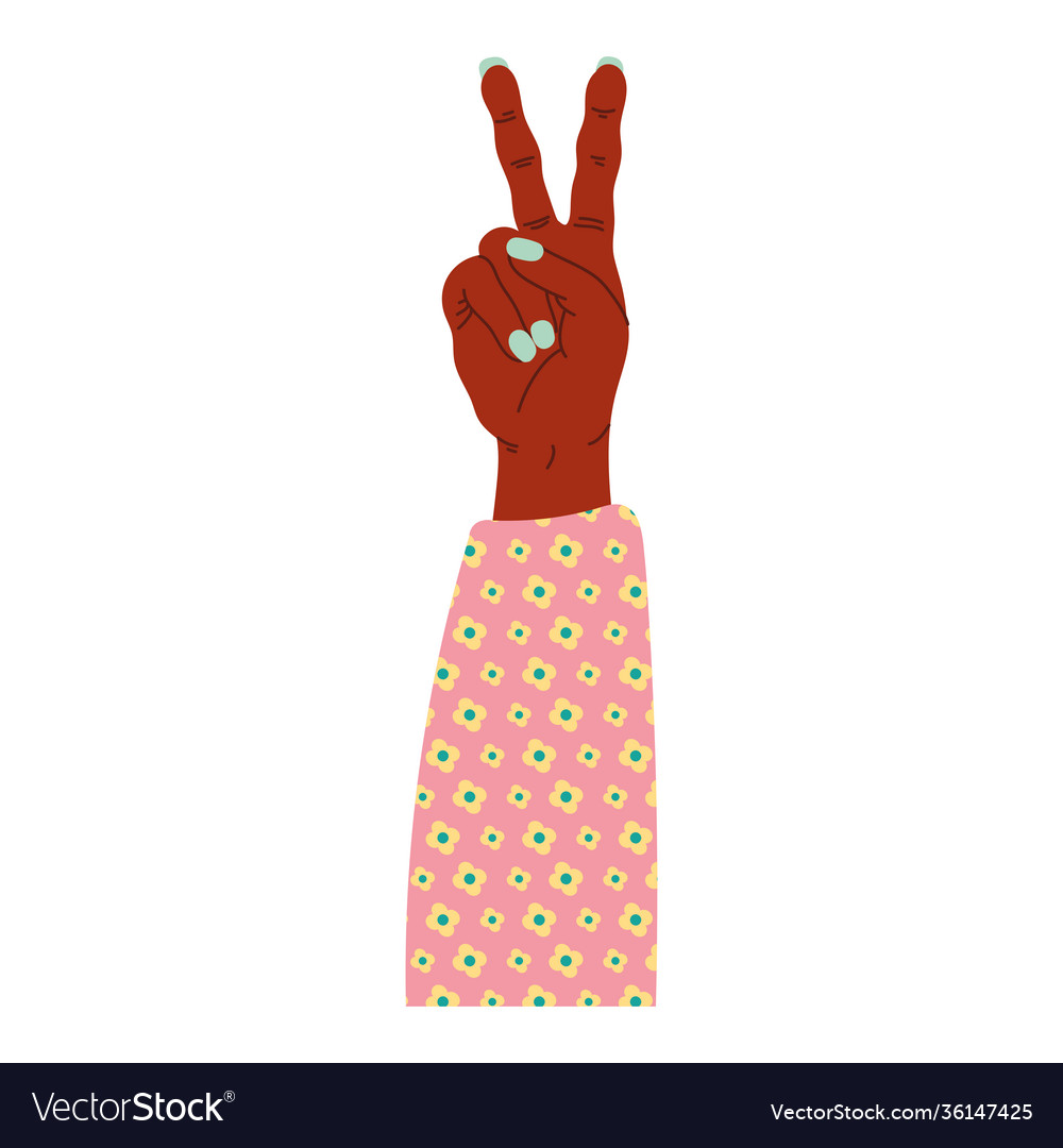 Afro Hand menschlich mit rosa und blumig lang