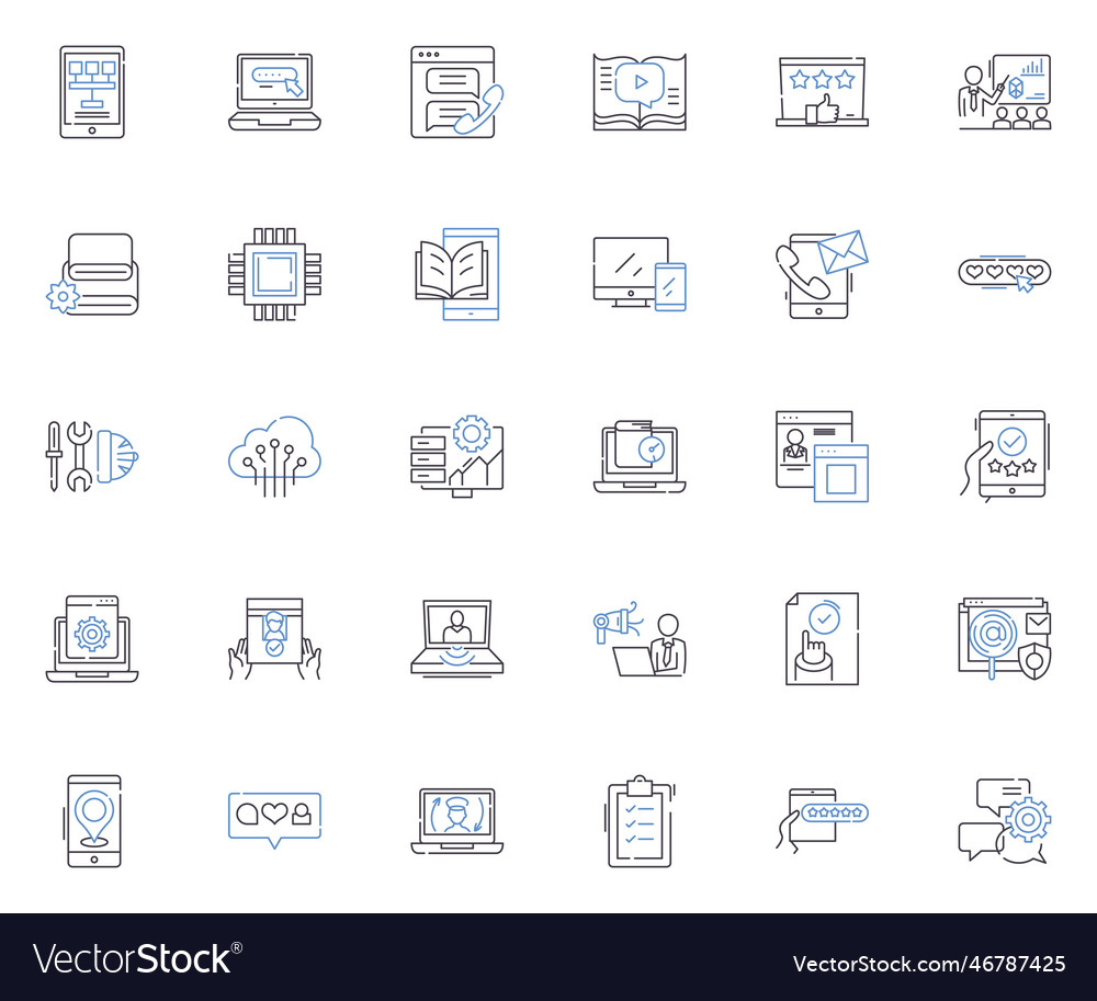 Artificial intelligence line icons collection vector image Artificial intelligence line icons collection