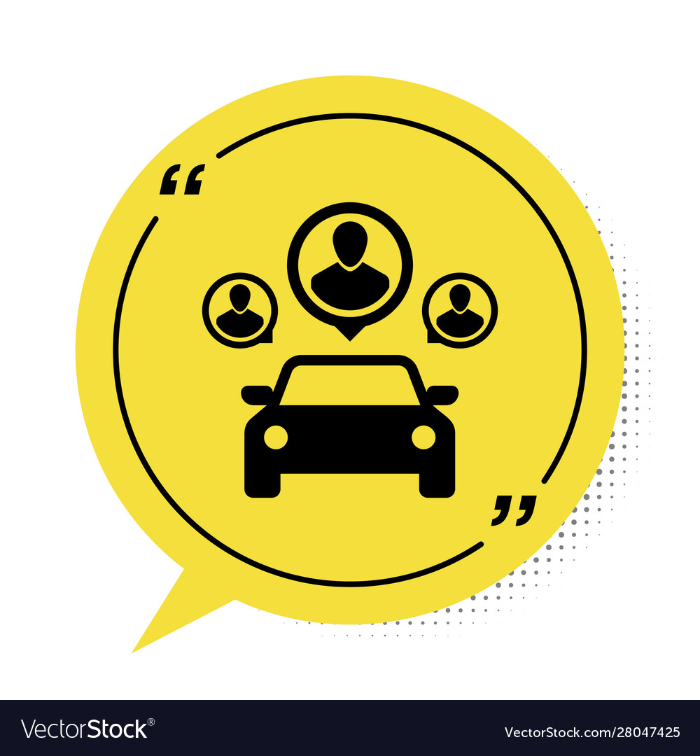 Black car sharing with group people icon