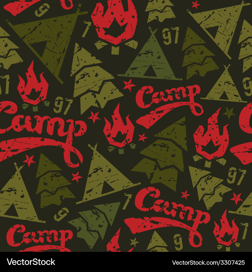 Camping seamless pattern Royalty Free Vector Image