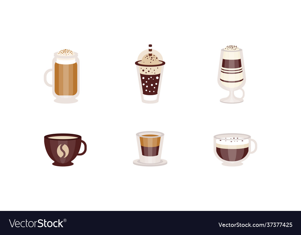 Coffee drinks collection disposable plastic Vector Image