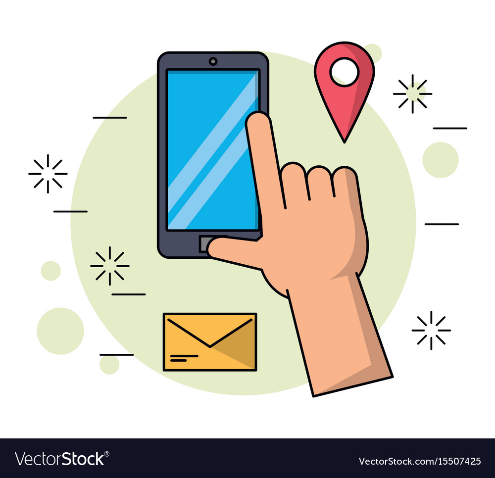 Color background with smartphone and apps map