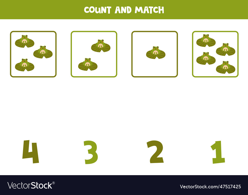 Count all frogs and match with the correct number